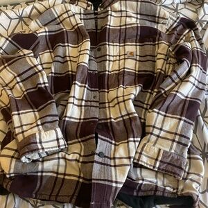 Carhartt Plaid Button-Up Jacket in Brown and Cream